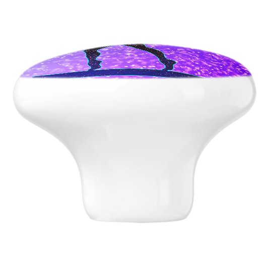 Glitter Gymnastics Beam Blue en Paars Keramische Knop (Zijkant)