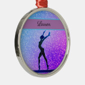 Glitter Gymnastics Beam Blue en Paars Metalen Ornament (Rechts)