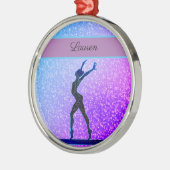 Glitter Gymnastics Beam Blue en Paars Metalen Ornament (Links)