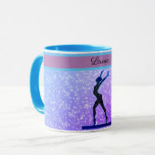 Glitter Gymnastics Beam Blue en Paars Mok (Voorkant links)