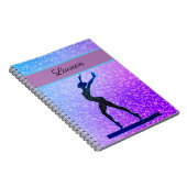 Glitter Gymnastics Beam Blue en Paars Notitieboek (Rechterzijde)