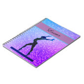 Glitter Gymnastics Beam Blue en Paars Notitieboek (Linkerzijde)
