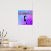 Glitter Gymnastics Beam Blue en Paars Poster (Keuken)
