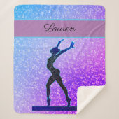 Glitter Gymnastics Beam Blue en Paars Sherpa Deken (Voorkant)