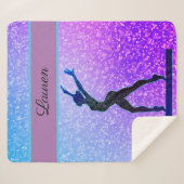 Glitter Gymnastics Beam Blue en Paars Sherpa Deken (Voorkant (horizontaal))