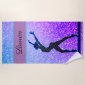 Glitter Gymnastics Beam Blue en Paars Strandlaken (Voorkant)