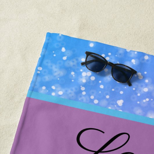 Glitter Gymnastics Beam Blue en Paars Strandlaken (In situ)