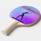 Glitter Gymnastics Beam Blue en Paars Tafeltennisbatje (Voorkant Gekanteld)