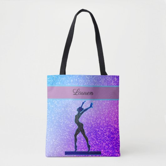 Glitter Gymnastics Beam Blue en Paars Tote Bag (Voorkant)