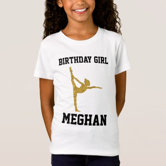 Glitter Gymnastics Birthday Girl T-shirt (Voorkant)