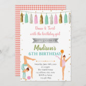 Glitter gymnastiek dans verjaardagsfeestje kaart (Voorkant / Achterkant)