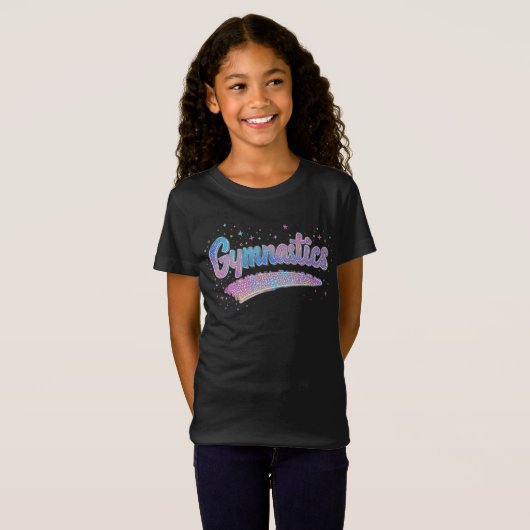Glitter Gymnastiek Pastel Regenboog Sportief T-shirt (Voorkant volledig)
