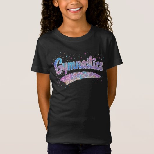 Glitter Gymnastiek Pastel Regenboog Sportief T-shirt (Voorkant)