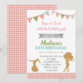 Glitter Gymnastische verjaardagsfeestje uitnodigin Kaart (Voorkant / Achterkant)