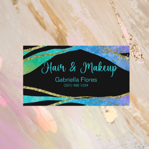 Glitter Hair Makeup Black Background Beauty Salon Visitekaartje