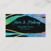 Glitter Hair Makeup Black Background Beauty Salon Visitekaartje (Voorkant)