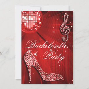 Glitter Hakken Rode Disco Bal Bachelorette Feest Kaart