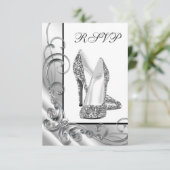 Glitter Hakken Schoen RSVP Kaartje (Staand voorkant)