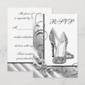 Glitter Hakken Schoen RSVP Kaartje (Voorkant / Achterkant)