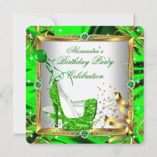 Glitter Hakken Schoenen Lime Groen Gouden Zijde Kaart
