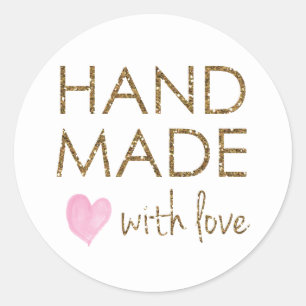 Glitter Handgemaakt met liefde Ronde Sticker