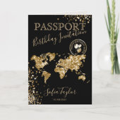 Glitter Happy Birthday Passport Map Any Age (Voorkant)