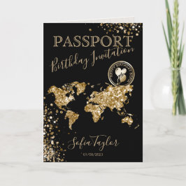 Glitter Happy Birthday Passport Map Any Age