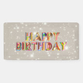 Glitter Happy Birthday Spandoek (Horizontaal)