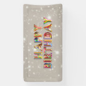 Glitter Happy Birthday Spandoek (Verticaal)