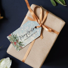 Glitter Happy kerstFeestdagen Gift Labels Cadeaulabel