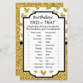 Glitter hart Birthday dit of dat spel (Voorkant / Achterkant)