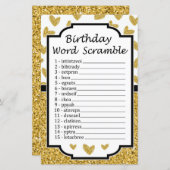 Glitter hart Birthday Word Scramble Game (Voorkant / Achterkant)