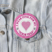 Glitter Hart Borstkanker Bewustzijn Design Ronde Button 4,0 Cm (In situ)