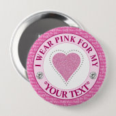 Glitter Hart Borstkanker Bewustzijn Design Ronde Button 4,0 Cm (Voorkant /achterkant)