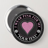 Glitter Hart Borstkanker Bewustzijn Design Ronde Button 4,0 Cm (Voorkant /achterkant)