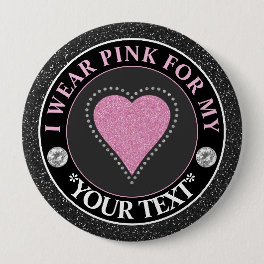 Glitter Hart Borstkanker Bewustzijn Design Ronde Button 4,0 Cm (Voorkant)