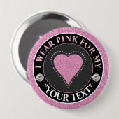 Glitter Hart Borstkanker Bewustzijn Design Ronde Button 4,0 Cm (Voorkant /achterkant)