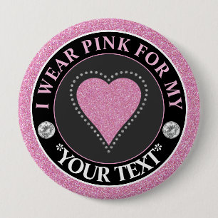 Glitter Hart Borstkanker Bewustzijn Design Ronde Button 4,0 Cm