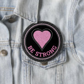 Glitter Hart Borstkanker Bewustzijn Design Ronde Button 4,0 Cm (In situ)