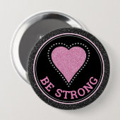 Glitter Hart Borstkanker Bewustzijn Design Ronde Button 4,0 Cm (Voorkant /achterkant)