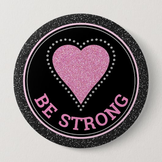 Glitter Hart Borstkanker Bewustzijn Design Ronde Button 4,0 Cm (Voorkant)
