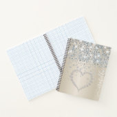 Glitter hart en diamanten op glad blush notitieblo notitieboek (Binnen)