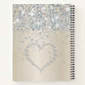 Glitter hart en diamanten op glad blush notitieblo notitieboek (Achterkant)