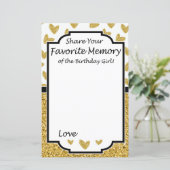 Glitter hart Favoriete herinnering van het meisje (Staand voorkant)