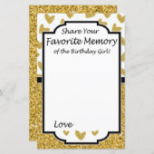 Glitter hart Favoriete herinnering van het meisje (Voorkant / Achterkant)