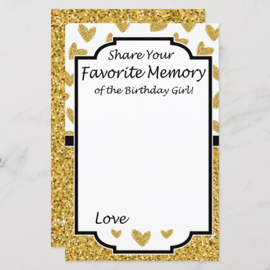 Glitter hart Favoriete herinnering van het meisje (Voorkant / Achterkant)