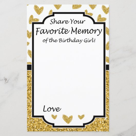 Glitter hart Favoriete herinnering van het meisje (Voorkant)