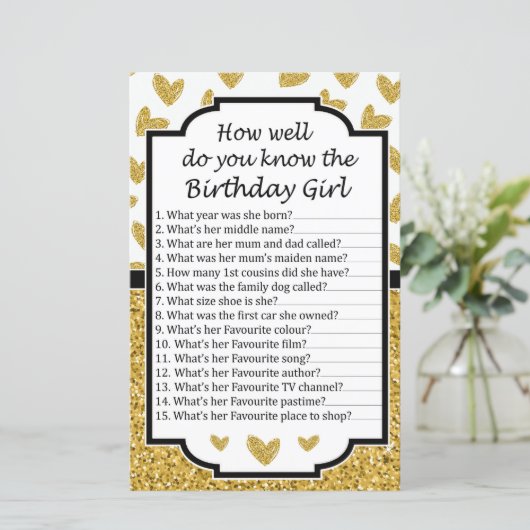 Glitter hart Hoe goed ken je de verjaardag? (Staand voorkant)