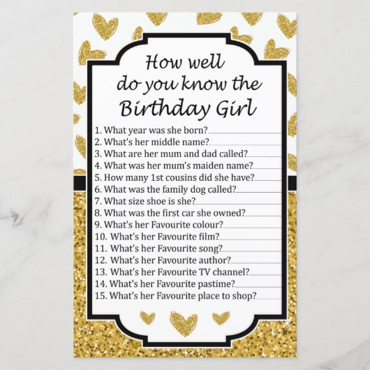 Glitter hart Hoe goed ken je de verjaardag? (Voorkant)