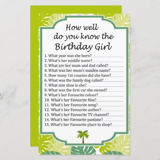 Glitter hart Hoe goed ken je de verjaardag? (Voorkant / Achterkant)